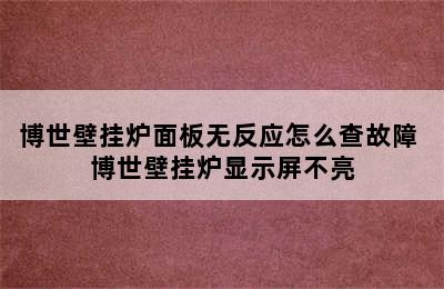 博世壁挂炉面板无反应怎么查故障 博世壁挂炉显示屏不亮